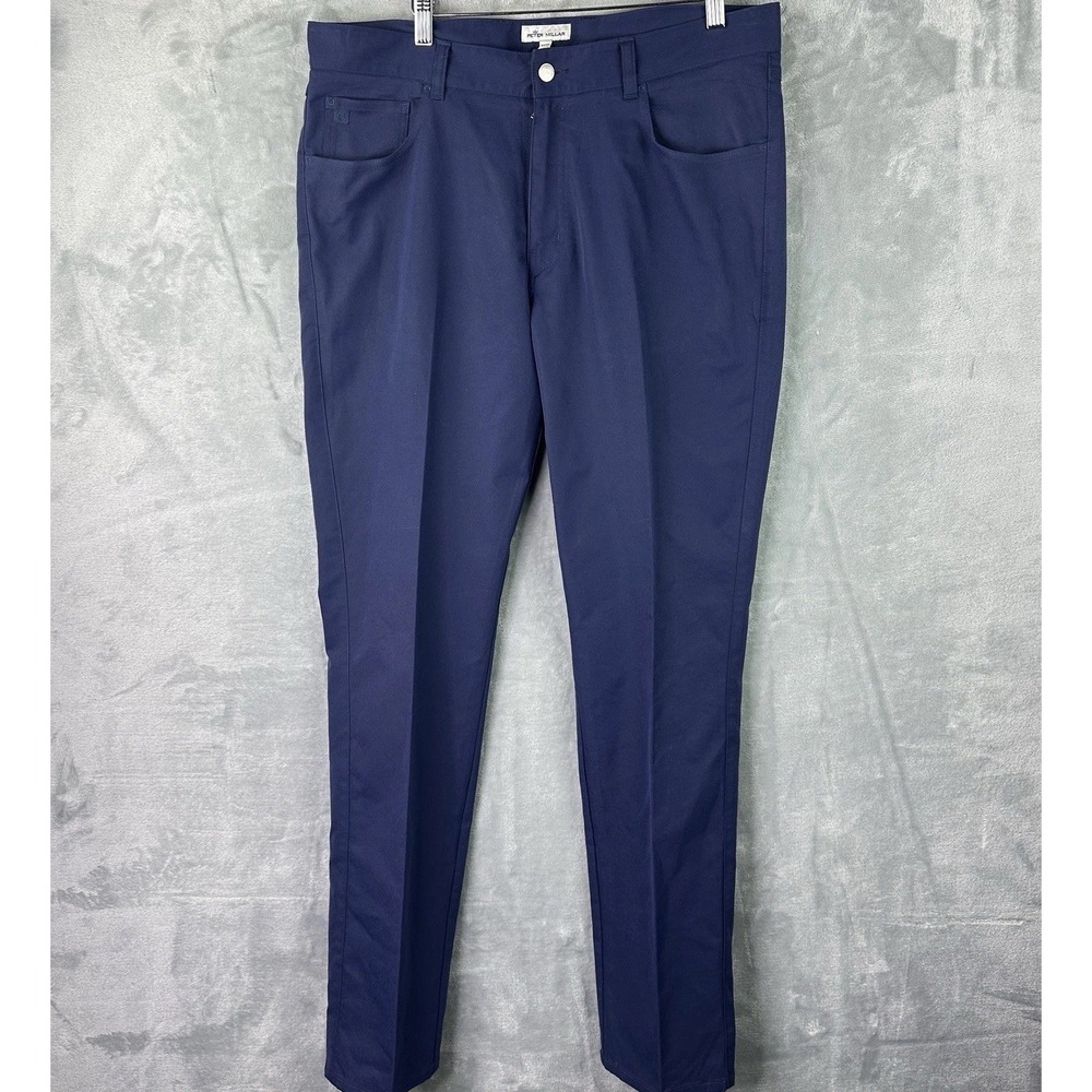 Peter Millar Pants Mens 36x34 Blue Golf Performance Stretch Flat Front*